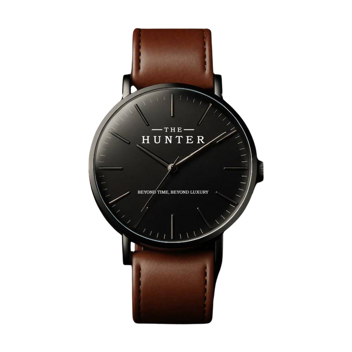 The Hunter – Classic Black Dial with Brown Leather Strap 1024