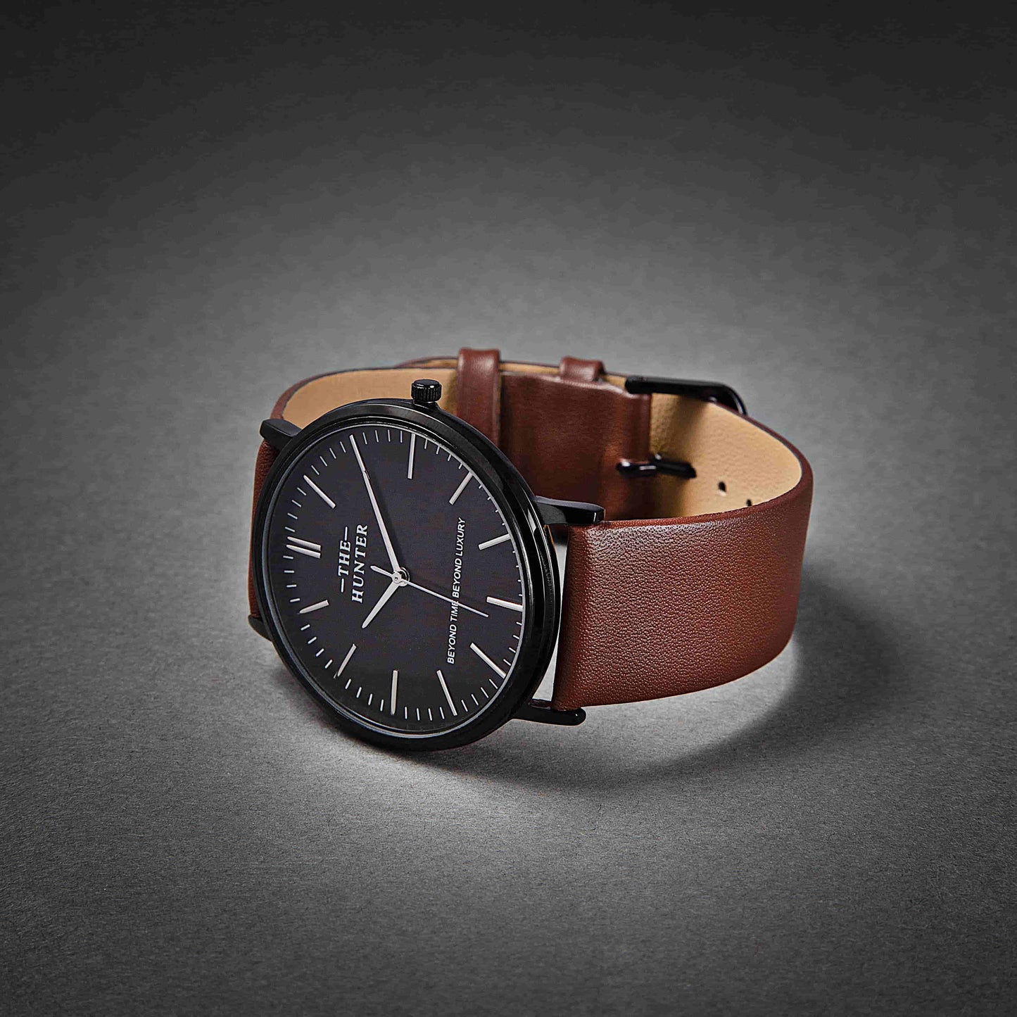 The Hunter – Classic Black Dial with Brown Leather Strap 1024