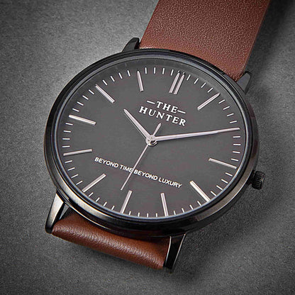 The Hunter – Classic Black Dial with Brown Leather Strap 1024