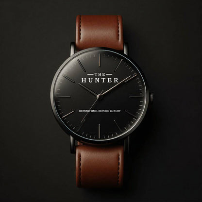 The Hunter – Classic Black Dial with Brown Leather Strap 1024