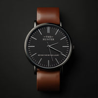 The Hunter – Classic Black Dial with Brown Leather Strap 1024