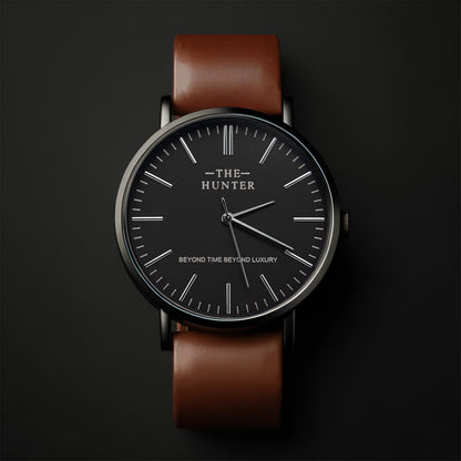 The Hunter – Classic Black Dial with Brown Leather Strap 1024