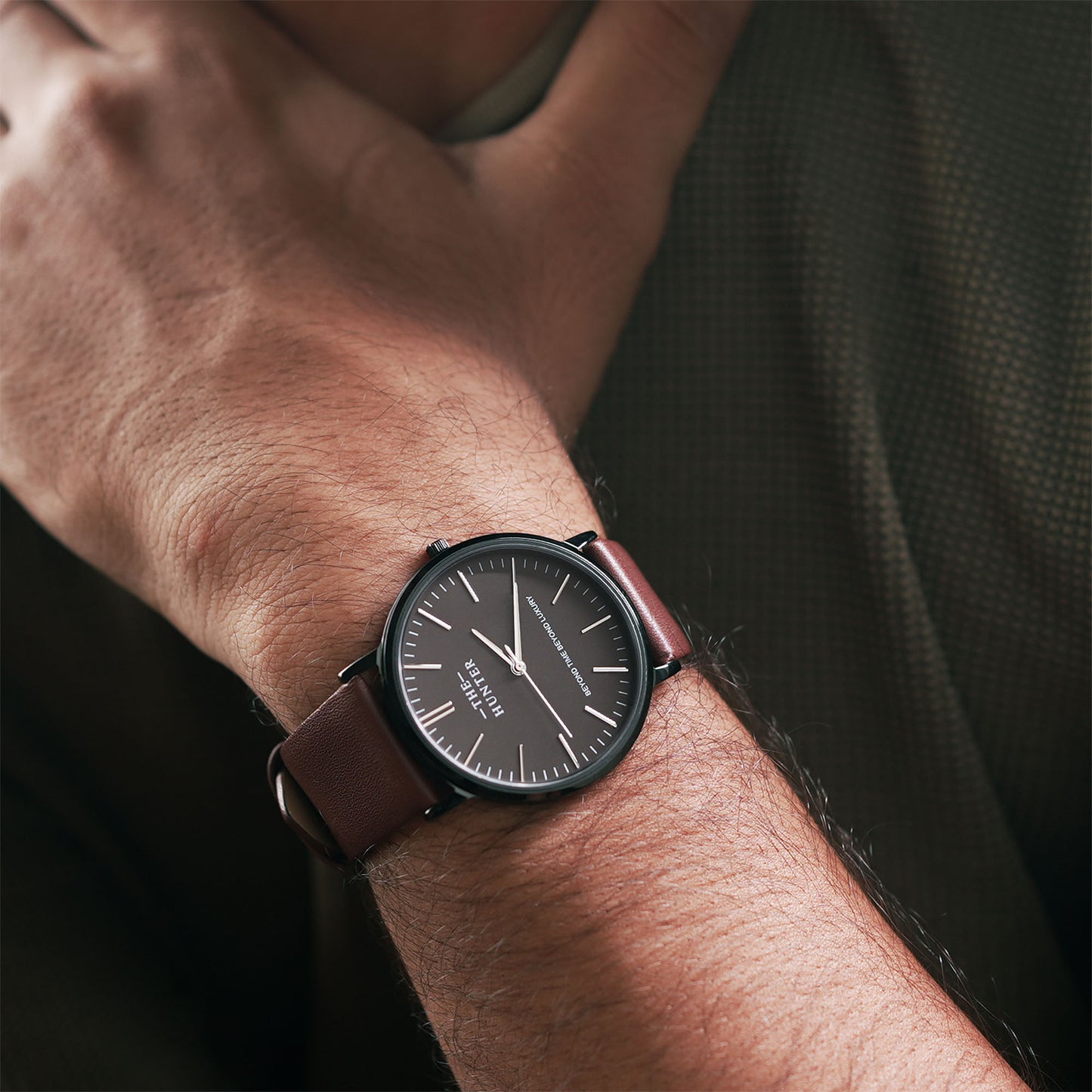 The Hunter – Classic Black Dial with Brown Leather Strap 1024