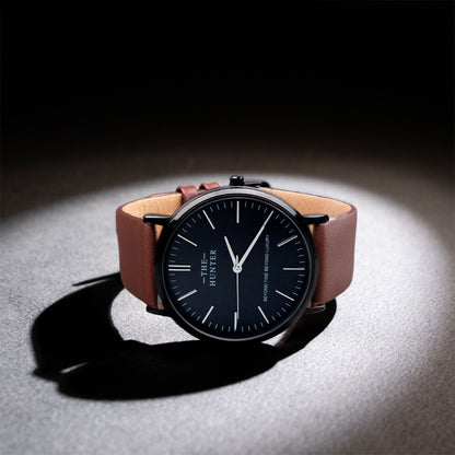 The Hunter – Classic Black Dial with Brown Leather Strap 1024