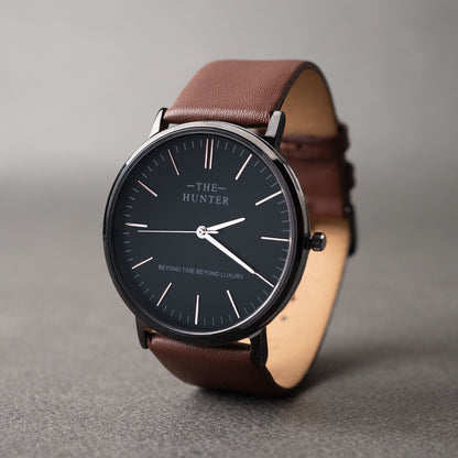 The Hunter – Classic Black Dial with Brown Leather Strap 1024
