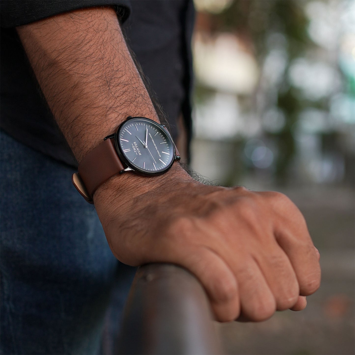 The Hunter – Classic Black Dial with Brown Leather Strap 1024
