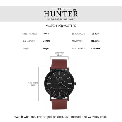 The Hunter – Classic Black Dial with Brown Leather Strap 1024