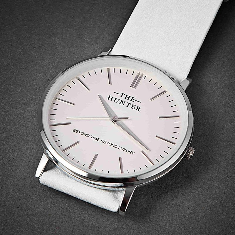 Arctic Elegance: The Hunter's All - White Minimalist Watch H1049watch