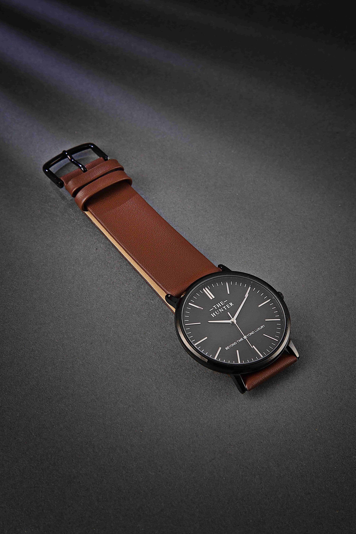 The Hunter – Classic Black Dial with Brown Leather Strap 1024