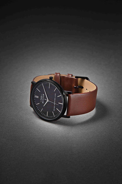 The Hunter – Classic Black Dial with Brown Leather Strap 1024