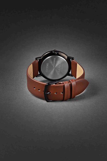 The Hunter – Classic Black Dial with Brown Leather Strap 1024