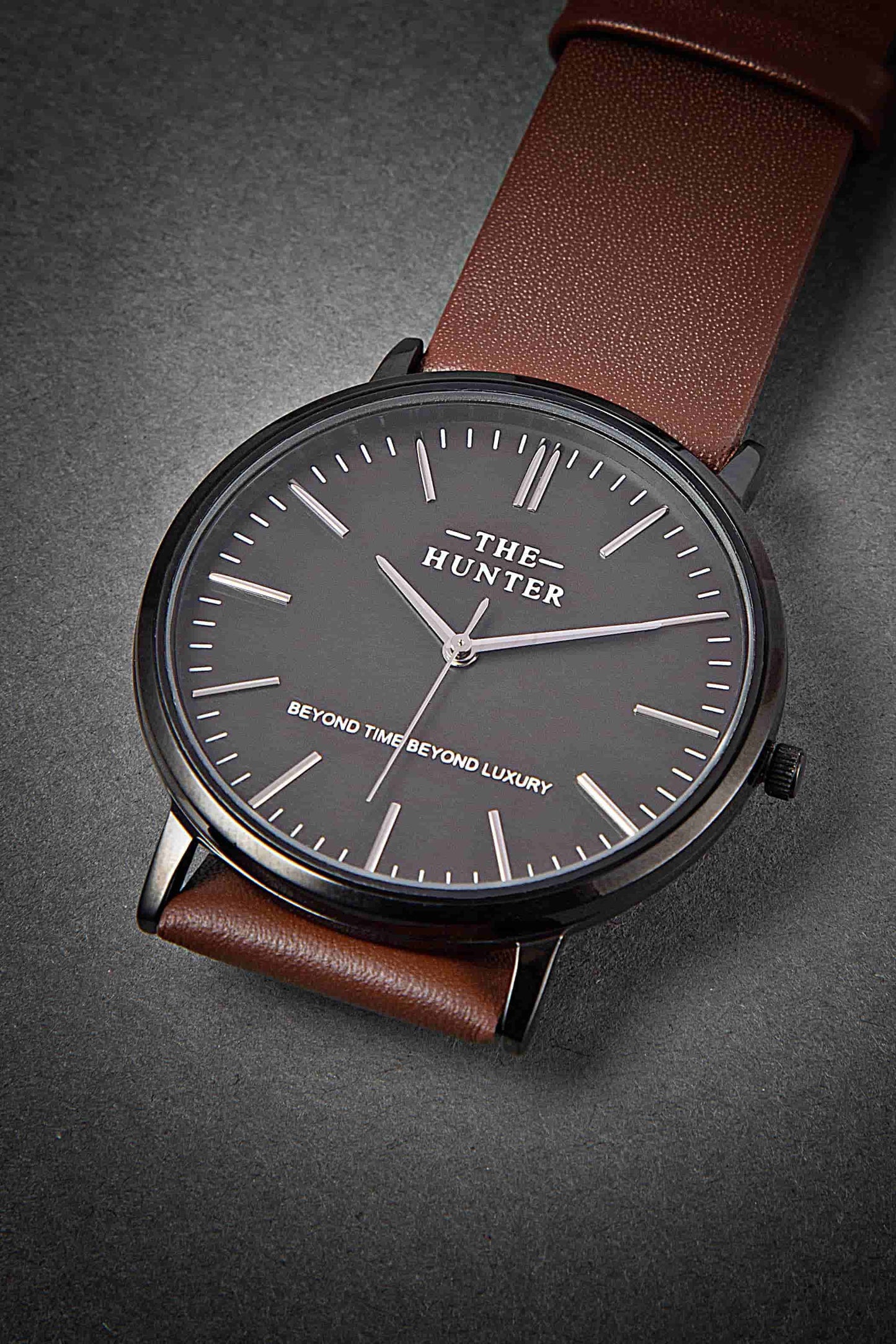 The Hunter – Classic Black Dial with Brown Leather Strap 1024