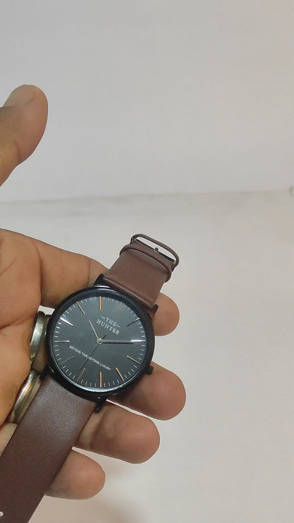The Hunter – Classic Black Dial with Brown Leather Strap 1024